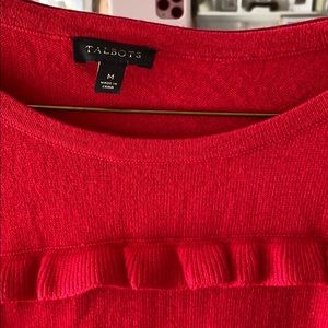 NWOT Red Talbots Ruffled Sweater